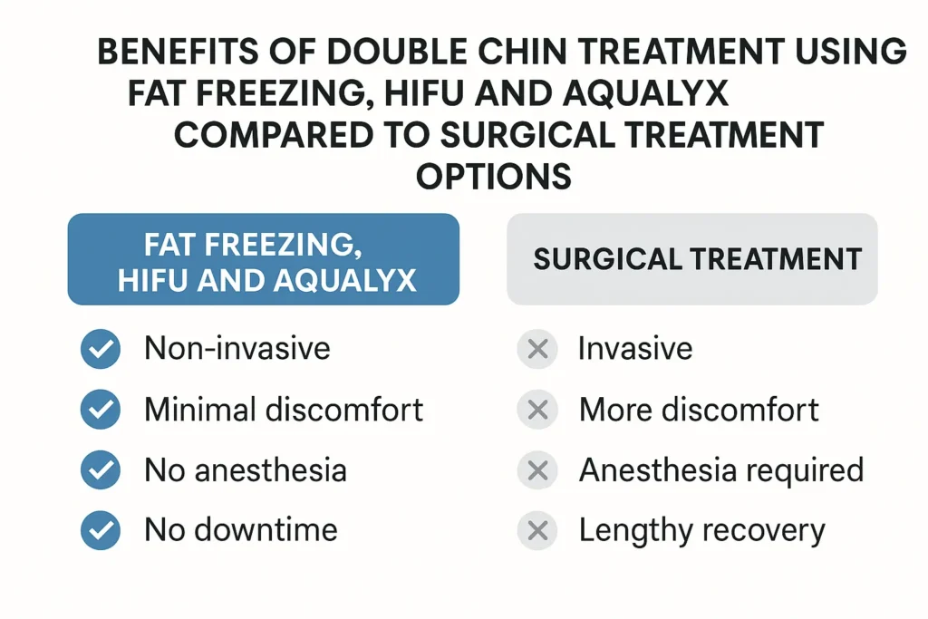 Graphic about the benefits of double chin treatment Reigate - from LA LIPO